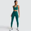 Seamless Gym Yoga Outfits Sets Women 2 Piece Workout Clothing Suits Sports Bras Padded Fitness Leggings For Ladies Tracksuits Active Wear