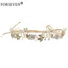 ファッション - 新品質ゴールドクリスタル真珠のヘッドバンド花嫁の​​ヘアアクセサリーフラワーヘッドピース手作りの結婚式のヘアジュエリーS918