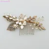 Vente en gros - Peigne à cheveux en feuille d'or Accessoires de mariage Pièce de cheveux Peignes à fleurs de mariée Bijoux Chapeaux pour femmes