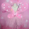 Dziewczyna LED skrzydła motyla zestaw ze spódnicą GlowTutu różdżka wróżki z pałąkiem na głowę wróżka księżniczka Light Up Party karnawałowy kostium 2-8T