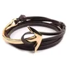 Fashion Design Cool Mens Best Qualtiy Handmade Gold Anchor Bracelet Colorful Multilayer Leather Bracelet for Sale