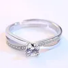 Cross Cubic Zirconia Ring Solitaire Crystal Open verstelbare verloving trouwringen voor vrouwen Fashion Jewelry Will en Sandy Drop Ship 080471