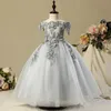 Piękny różowy kwiat dziewczyna sukienki Specjalne okazje do wesela Dzieci Pagewanty Suknie A-Line Lace Appliqued First Communion Dress