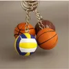 100pcs/Lot New Pvc Mini Basketball Keychains Plastic Volleyball Keyrings for Gifts Round Ball Jewelry Charm Bag Pendant Key Ring Holder