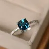 Anneau de mode Big Square Sky Blue Stone Rings pour femmes Bijoux Engagement de mariage Cadeau incrusté Anneaux de pierre 4079885