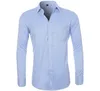 Sol Göğüs Pocket Erkek Casual Düzenli-fit ile 2020 YENİ Erkek İpek Gömlek Uzun Kollu Katı Elbise Gömlek Aşağı Gömlek Tops