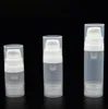 5 ml 10ml Refillerbar resa Tomma Liten luftfria pumpens lotionflaskor med vit pump Klar eller vit lock LX1220