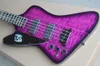 Guitare basse électrique gaucher à 4 cordes, corps violet, avec 2 micros, matériel noir, peut être personnalisé