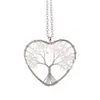 Популярные женские ручной работы серебро маленький натуральный камень сердца кулон ожерелье