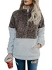 Donna Sherpa Pullover Felpe con cappuccio Inverno Caldo Autunno Felpa in pile con scollo a V Cerniera Felpa con cappuccio Felpa con cappuccio a maniche lunghe Top Patchwork Felpe