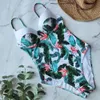 2020 Vintage Retro One Peça Swimsuit Mulheres Floral Swimwear Bandage Monokini Banheira Terno Beachwear Feminino Maillot de Bain Femme