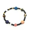 Pulseira de Energia Universo Planetas Chakra Beads Pulseiras Bangles Moda Jóias Sistema Solar Pedra Natural Romance Pulseira