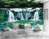 Benutzerdefinierte 3D-Landschaftstapete Smaragdwald Großer schöner Wasserfall Innendekorationstapete