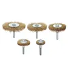 Freeshipping 8Pcs/lot Flat Mini Brass Wire Cup Wheel Polishing Brush Grinder Drill Rotary Tool