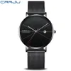 Crrju Mens Watches Top Brand Luxury Black Quartz Men Watch Drop Shipping Mesh Strap Casual Sport Male Relogio Masculino