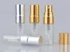 3ML سفر زجاجة العطور الزجاج الملء مع الأشعة فوق البنفسجية بخاخ مضخة التجميل رذاذ البخاخة الفضة الذهب الأسود