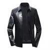 Mens Windbreaker Genuine Leather Sheepskin Mid-Long Leather Jackets Winter Motorcycle Coats Solid Slim Fit Outerwear 801