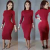 Vrouwen Jurken Winter Zachte Stretch Zwarte Feestjurken Plus Size Skinny Sexy Club Wear Prachtige Warme Maxi Bandage Bodycon Jurk Qua299b