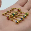 20 pièces 14G 316L en acier inoxydable couleurs assorties anneaux de nombril incurvés pour femmes vis navale bijoux de corps Stud Piercing7757460