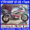 Кузов для HONDA SuperHawk VTR1000F 97 98 99 00 01 02 256HM.21 VTR1000 F VTR 1000 F 1000F Castrol green 1997 1998 1999 2000 2001 2002 обтекатель