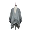 Poncho con scialle in cashmere da donna invernale Nuovo scialle biforcuto con stampa leopardata Addensare Sciarpa morbida e calda Donna 3053