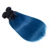 Indiaas 100% menselijk haar 1B blauw recht maagd haar gekleurd 1B/blauw rechte 3 bundels 12-26inch hair extensions