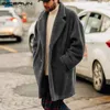 Зимние поддельные флисовые мужские куртки пальто с длинным рукавом мода кнопка натуральная одежда 2019 сплошной кардиган теплый пушистый длинный пальто мужчины incerun ly191206
