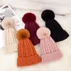 Beanie/Kafatası Kapakları Sahte Kürk Pompomlar Kış Şapkaları Kadınlar için Kış Şapkaları Kız Kafa Kafa Beanes Kalın Kabartılı Top Kadın Moda Sıcak Hat1 Eger22