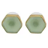 Pendientes geométricos de piedra natural pendientes hexagonales de moda con temperamento para mujer