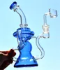 Blå Glas Bongs Bägare Bong Unika kammare Oil Dab Rigs Bägare Bas Recycle Glass Vattenrör med 14mm led