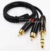Kabels, 6.35mm Stereo Mannetje Naar Dual RCA Mannelijke Plug Connector Adapter Highfidelity Audio Spliter Kabel 1m / 1PCS