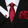 Mens Tie 100 Silk Red Plaid Print Jacquard Woven Tie Hanky ​​Cufflinks مجموعات لالتقاط حفل زفاف رسمي Portage7042263