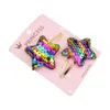 1 pair Gradient color sequin five-pointed star love Hair Clips Cute Baby Girl Hairpins TS203