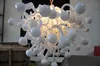 100% Mouth Blown Pendant Lamps CE UL Borosilicate Murano Style Glass Dale Chihuly Art Pure White Mushroom Chandelier Crystals