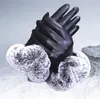 New Arrival Rękawiczki Kobiety Lady Czarne Skórzane Rękawiczki Jesień Zima Ciepłe Rabbit Fur Rękawice Guantes Mujer GB1329