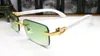 Neue Mode Männer Sport Sonnenbrille Rahmen Gläser Randlose Gold Metall Buffalo Horn Brillen Klare Gläser Holz Bein occhiali lentes lunet314a