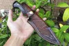 Outdoor survival hunting knife high carbon steel satin bowie blade full tang ebony handle fixed blades knives leather sheath