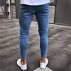 Männer Stretchy Jeans Cartoon Patch Skinny Jeans Slim Fit Mode Retro Knie Loch Kleine Fuß Europäischen Amerikanischen Stil Neue