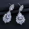 Bijoux de luxe 925 en argent sterling goutte d'eau topaze blanche CZ diamant couronne boucle d'oreille fête femmes mariage mariée Dangle Earr3592705