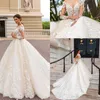 2019 Abito da sposa a maniche lunghe New A Line Appliques in pizzo Modern Chapel Train Abito da sposa senza schienale Plus Size Custom Made Vestido De noiva