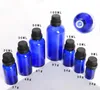 Bottiglie contagocce Euro in vetro blu cobalto all'ingrosso 5 ml 10 ml 15 ml 20 ml 30 ml 50 ml 100 ml bottiglie di vetro cosmetiche per olio essenziale in vendita