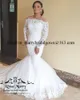 Designer Kant Mermaid Trouwjurk Juweel Hals Lange Mouwen Sweep Trein Plus Size Bridal Jurken Jurken Vestidos de Novia