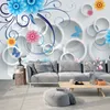 Dropship personalizado murais de parede moderno 3d círculos flor azul crianças quarto sala estar tv fundo decoração da parede mural wa5417602