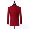 Real Picture Side Vent One Button Red Paisley Groom Tuxedos Shawl Lapel Groomsmen Wedding Men Party Suits (Jacket+Pants+Tie) W4