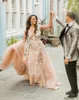 Jumpsuit bescheidene Kleider Champagner U-Ausschnitt Überrock weiße Spitzenapplikation nach Maß 2019 Hochzeit Brautkleider