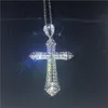 Vecalon Elegant Cross pendant 925 Sterling silver 5A Cz Stone Across Pendant necklace for Women Men Party Wedding Jewelry