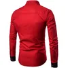 Red Black Patchwork Shirt Men 20202Autumn New Slim Fit Mens Dress Shirts Casual Business Social Shirt Male Hit Color Chemise 3XL238G