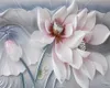 Custom 3d Flower Wallpaper HD 3D Relief tredimensionell rosa lotus anpassade romantiska vardagsrum sovrum vackert tapeter