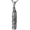 S990 Sterling Silver Vintage Memorial Thai silver ancient Bottle Jewelry Dragon Design Punk Mens Pendant Holder Ash Urn Necklace264k