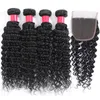 9A brasiliansk jungfruhår 3buntar med 4x4 spetsstängning Deep Curly Wave Human Hair Extension Bundles1465046